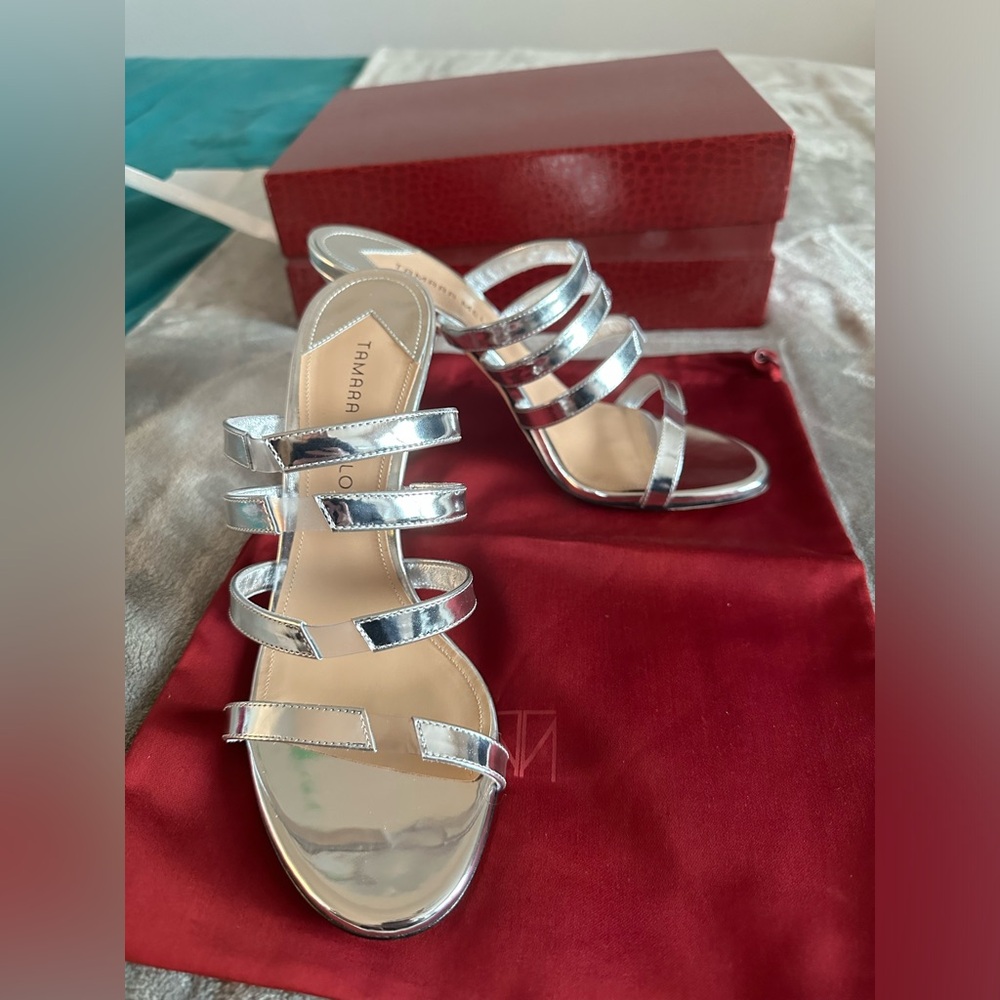 Tamara Mellon silver heels - NEVER WORN